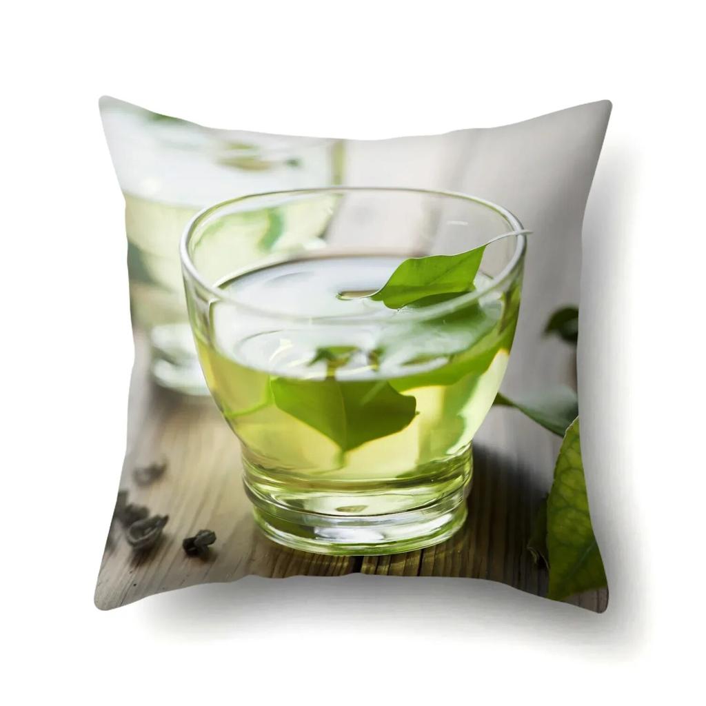 Наволочка с чашкой черного чая для офисного поясного дивана