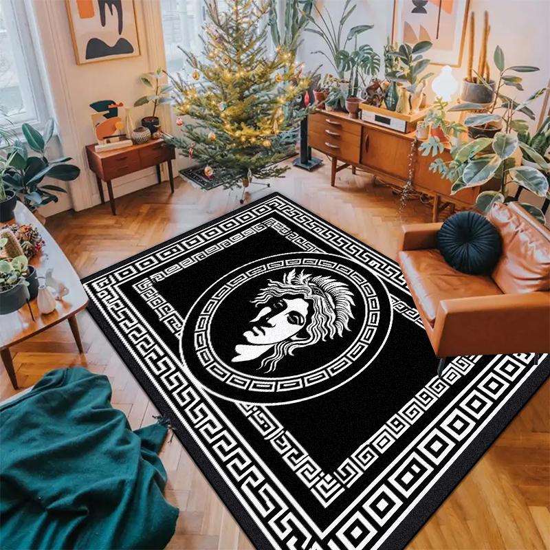 Современный черно-белый ковер для украшения гостиной Высококлассные роскошные ковры Нескользящий прикроватный коврик для спальни Моющийся коврик для пола в прихожую