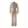 Women's Casual Knit Set: Solid Cardigan & High Waist Joggers Two-Piece Sweater