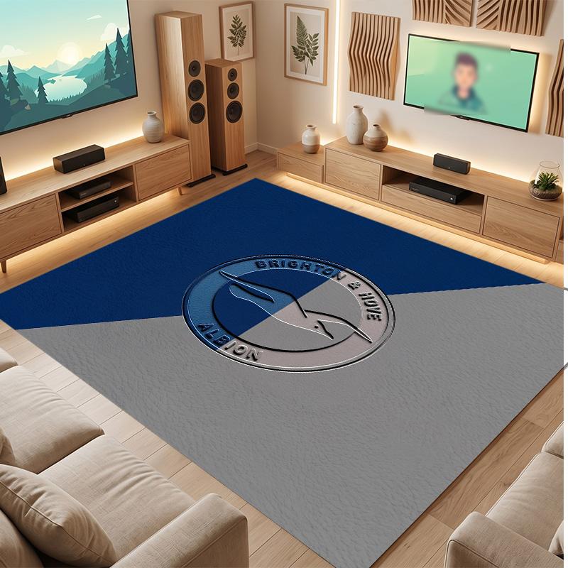 Ковер из хрустального велюра с футбольным принтом Brighton & Hove Albion, Удобный, Впитывающий влагу, Нескользящий, Для помещений