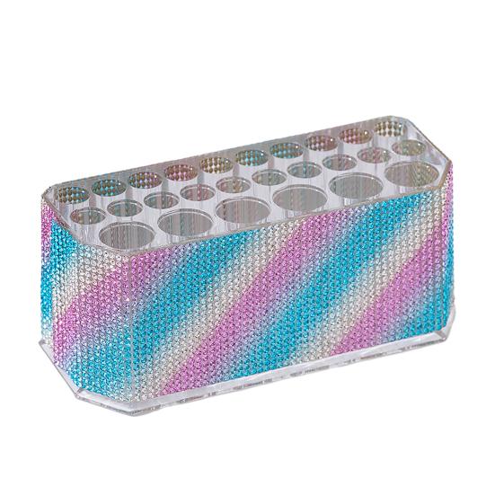 Rhinestone Acrylic Makeup Brush Holder 26 Holes Nail Brush Storage Box Desk Pen Organizer Display Stand for Cosmetic Tools Eyebrow Pencil Eyeliners