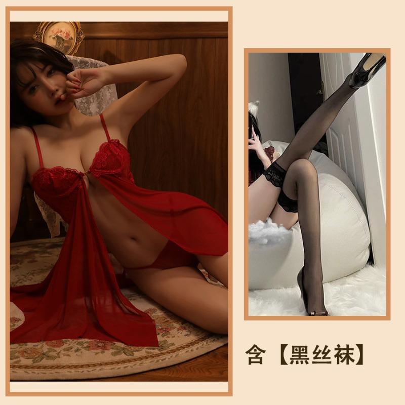 Сексуальное нижнее белье с застежкой спереди, сетчатая прозрачная соблазнительная пижама с разрезом, ночная сорочка на бретелях