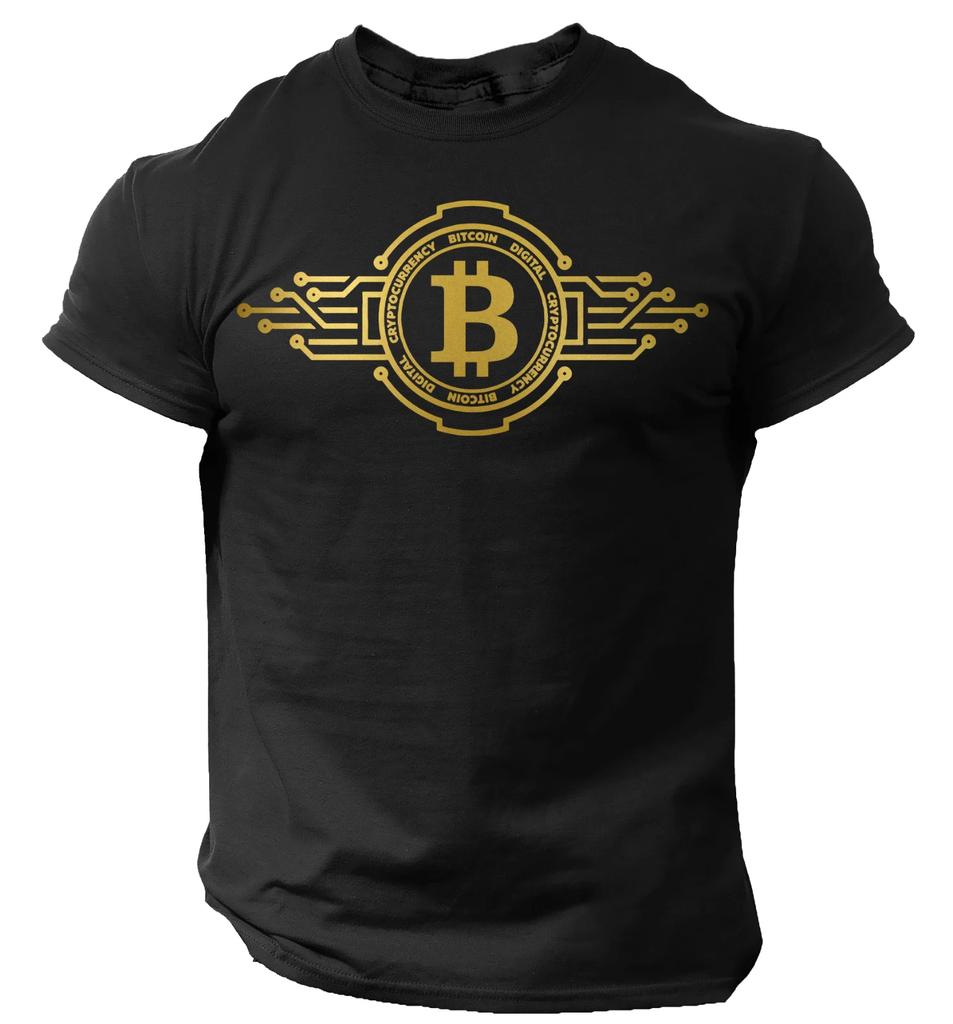 Bitcoin Mens Kids T Shirt Crypto Currency Traders Gold Coin Black Shirt
