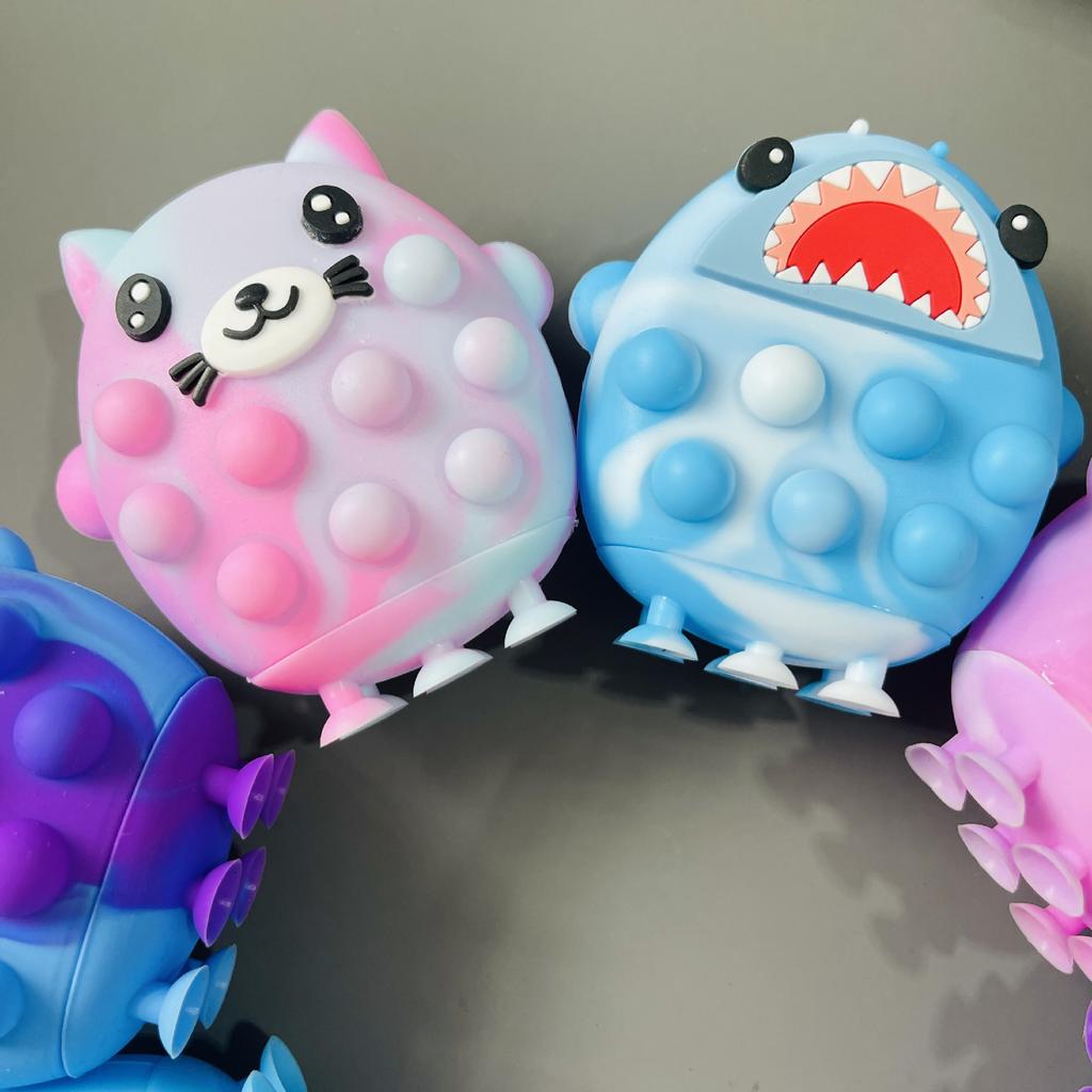 Animal Squeezing Toy 3D Silicone Decompression Ball Toy Children's Deratization Pioneer Press Shark Unicorn with Suction Cup