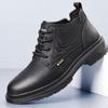 Модные зимние кожаные бархатные теплые мужские сноубутсы, модные повседневные мужские туфли на платформе с мягкой подошвой, дизайнерские нескользящие кожаные ботинки для мужчин