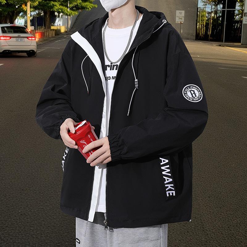 Jacket Men's Hooded Spring and Autumn Jacket Fashion Loose Jacket Men's Student Casual Jacket