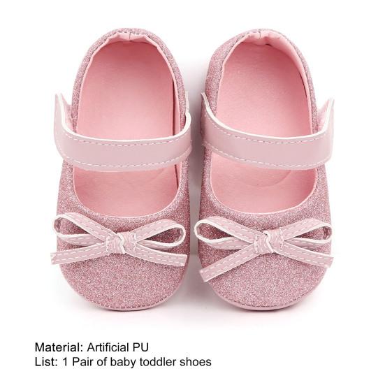 1 пара детской обуви, противоскользящие туфли из искусственной кожи с бантом для новорожденных девочек