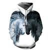 Autumn 3D Horse Pattern Printed Hoodies Fashionable Casual Sports Long Sleeved Men's Hooded Sweatshirts