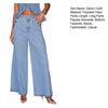 Women's Denim Outfits Sleeveless Casual Button Down Sleeveless Tank Top Vest High Waist Wide Leg Jean Pants