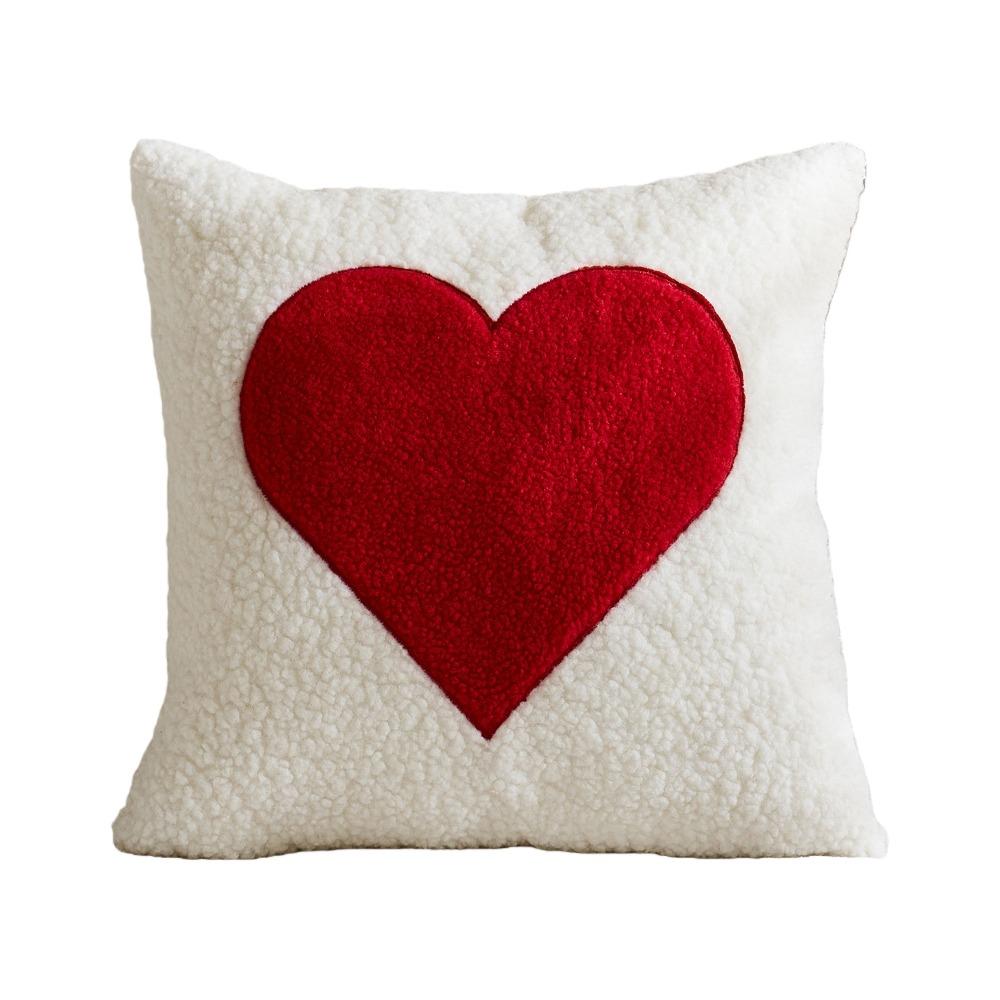 Soft Valentine Heart Pattern Pillowcase Embroidery Decorative Tufted Cushion Case LOVE 45CM Pillow Towel Home Sofa Decor
