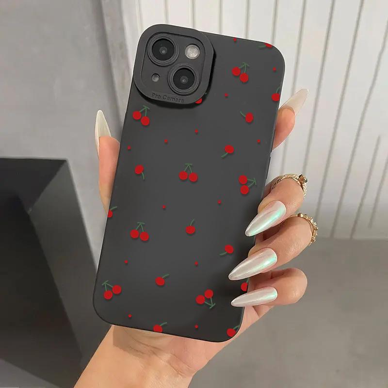 Милый Чехол для Телефона из Силикона с Рисунком Вишни Для Xiaomi Mi 15 14T 13T 12T Pro 14 13 11 Lite 5G NE Poco F6 F5 X5 M6 X7 Pro Мягкая Крышка