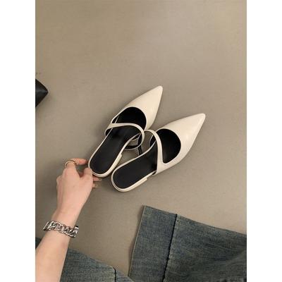 Женская сумка-голова и полутапочки, женская обувь с острым носком из мягкой кожи, нежные сандалии на плоской подошве