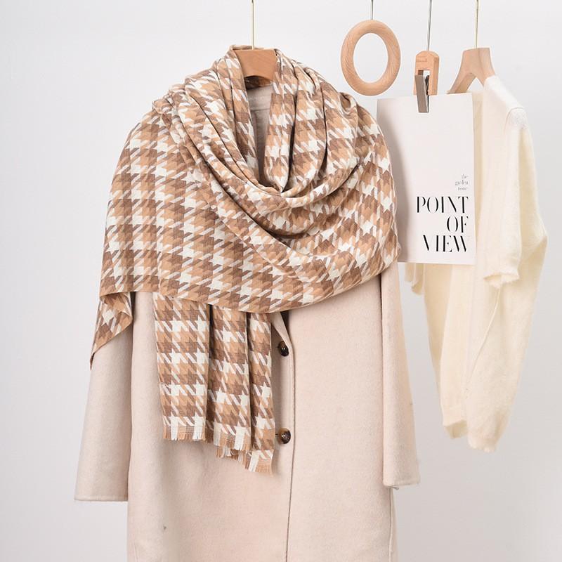 Womens Diagonal Scarf Warm Faux Cashmere Wrap Shawl With Tassels Winter