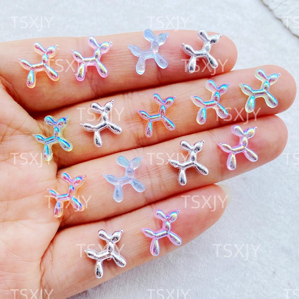 100 шт. Новые смешанные charms для нейл-арта, милые мини-мультяшные цветные воздушные шары, щенки, стразы, поделки DIY для ногтей, 3D-украшения