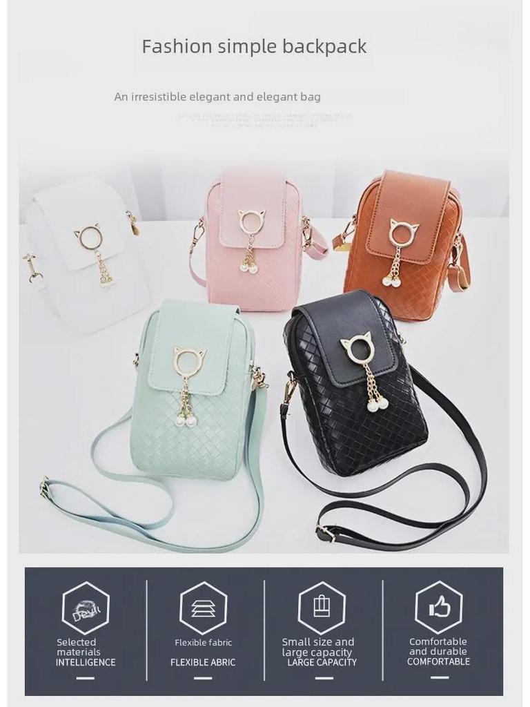 Женская сумка для мобильного телефона через плечо - модный кошелек для монет и мини-плетеная сумка 2022 года