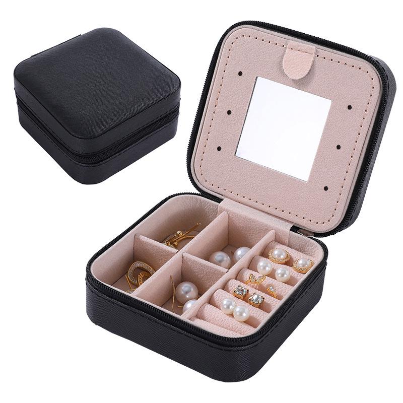 Компактная антиокислительная шкатулка с зеркалом для сережек, колец и аксессуаров для ногтей