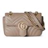 GG Marmont Сумка на плечо мини с клапаном на пружинной застежке, стеганая, из кожи V, женская, серо-коричневая 446744-AAER0-1523