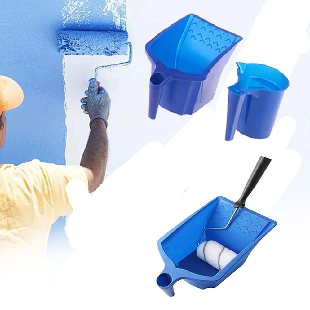 Blue Plastic Paint Tray Paint Bucket Roller Brush Holding New Material Paint Cup