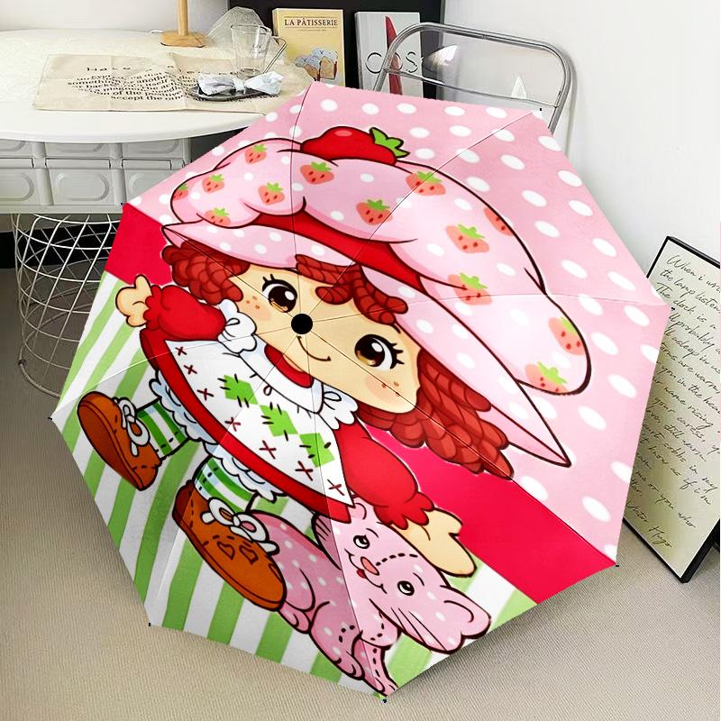 Straw-berry Umbrella Folding umbrella, automatic umbrella 8-Frame for Travel, camping Use Gift for Halloween Christmas