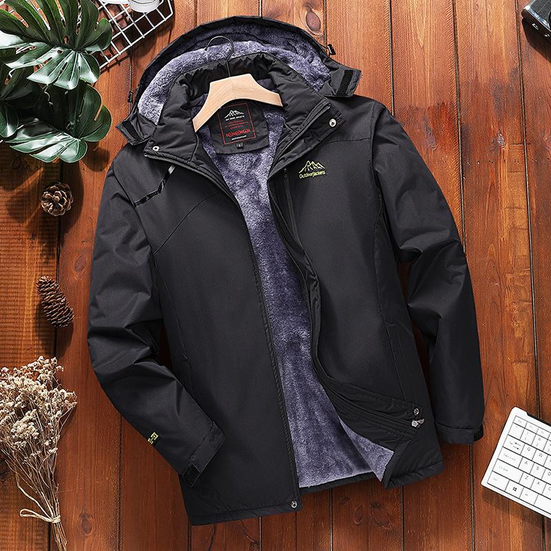 Winter Inner Fleece Waterproof Jacket Men Outdoor Windbreaker Hiking Camping Skiing Rain Jacket Thick Thermal Coat