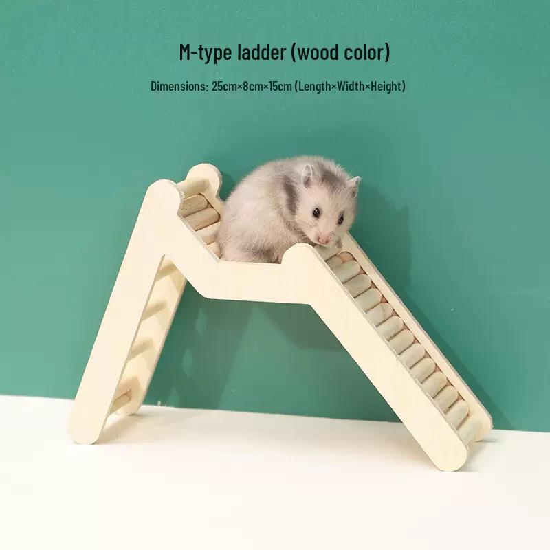 Four-Season Breathable Wooden Hamster House with Climbing Frame and Triangular Roof
