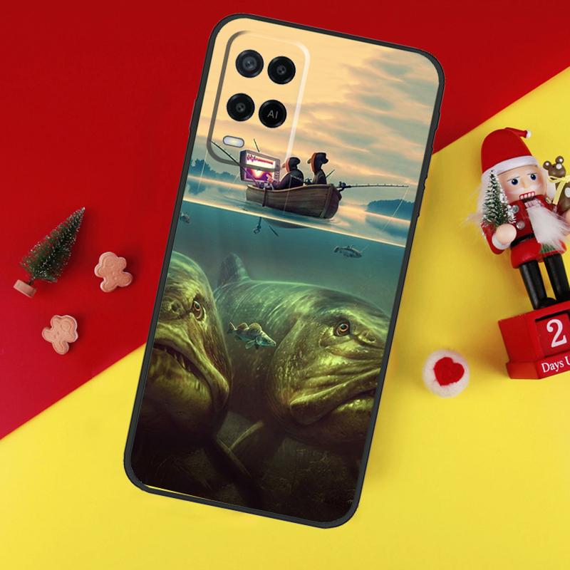 Fishing Gear Fish Case For Oppo A80 A60 A40 A15 A16 A17 A57 A94 A74 A54 A76 A96 A18 A38 A58 A78 A98 A6 A5 Pro