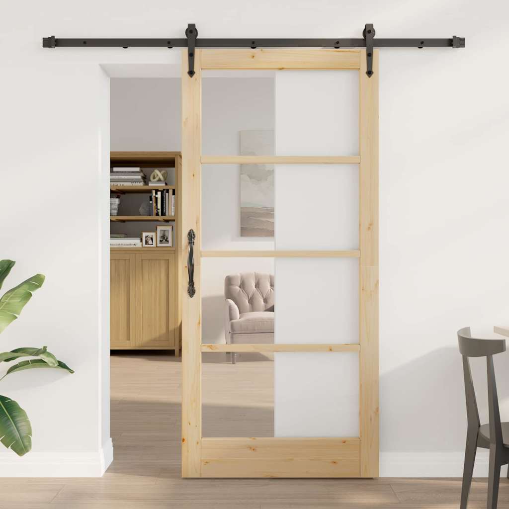 Sliding Door Natural and Black 93 x 202 cm