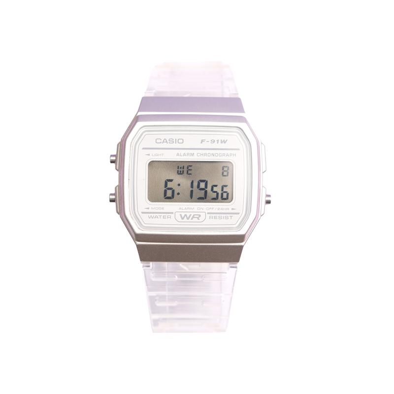 Casio Индивидуальные часы, модифицированная серия, экран с текстурой металлического серебра, электронный механизм, полимерный ремешок F-91WS-7DF(WATCH1-ГайЧжуан-БайИИнь)