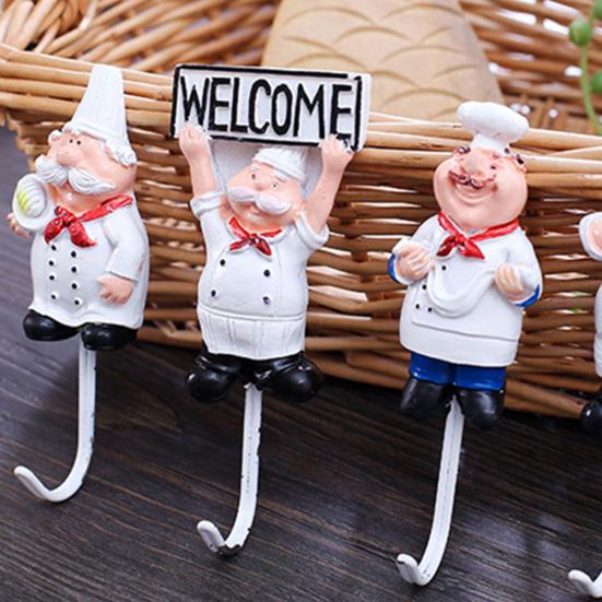 Мультяшный шеф-повар, дверная настенная металлическая вешалка, кухонная губка, щетка, крючок для посуды, органайзер