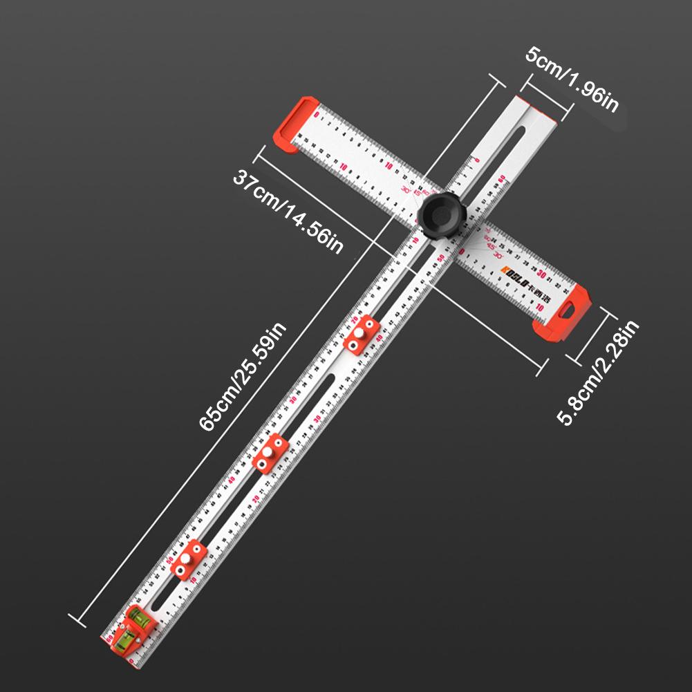60CM High Precision Angle Ruler Woodworking Scribe Ruler T-type Gauge Tools Crossed-Cut Drawing O9K9