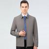 Autumn New High-end Men's Lapel Thin Jacket Middle-aged Dad's Loose Large Size Jacket Solid Color Jacket