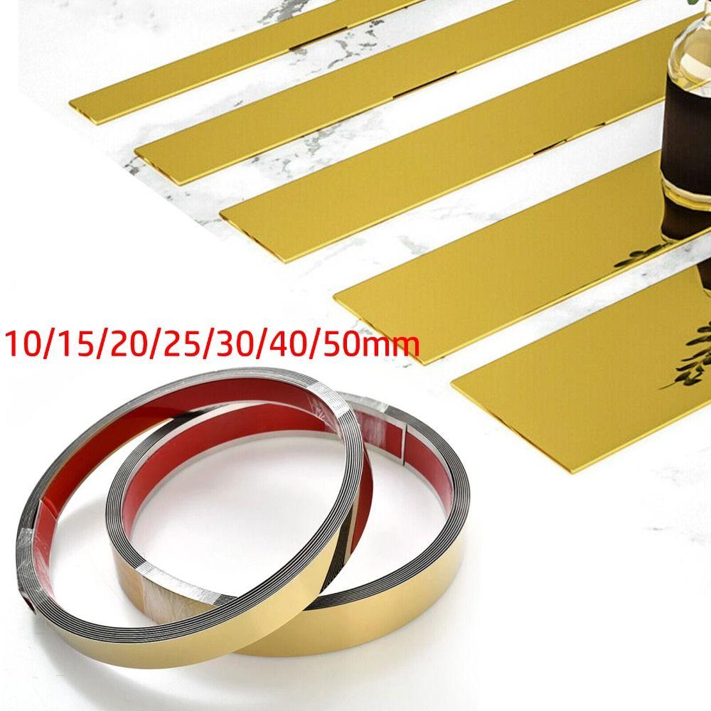 Золотая зеркальная настенная наклейка из нержавеющей стали, декоративные линии, полоса, декор для гостиной