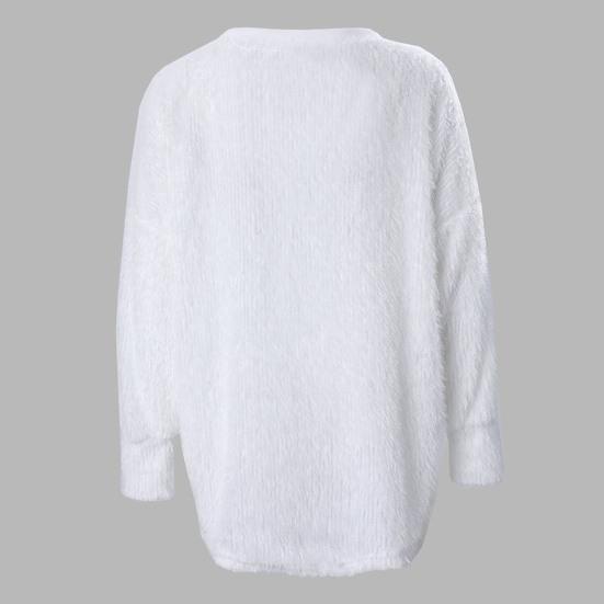 Женский осенне-зимний свитер, утолщенный плюшевый свитер с длинными рукавами, декор из бисера, свободный однотонный мягкий пуловер с v-образным вырезом, вязаный женский свитер, топ