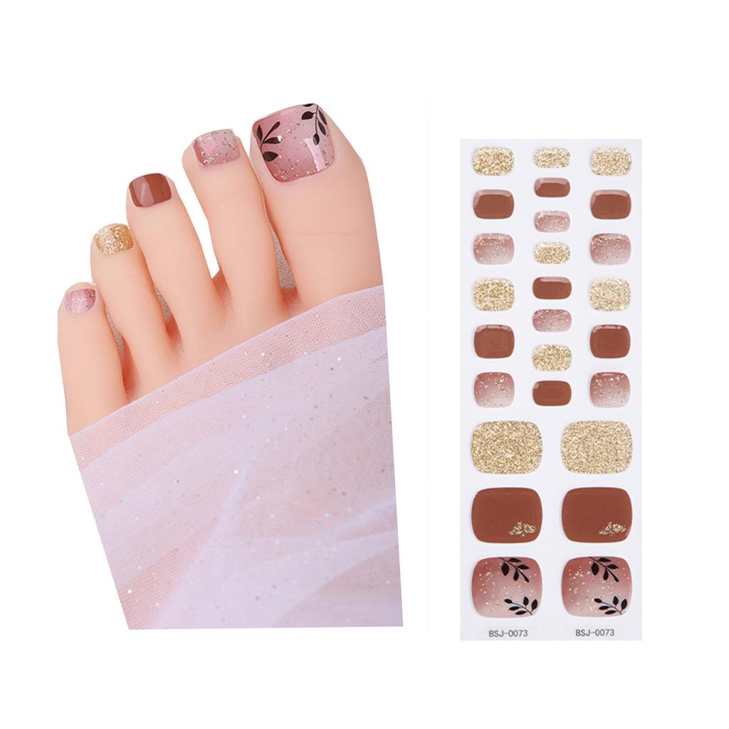 Sparkles Toenail Polish Strips Semi Cured Gel Toenail Strips Toenail Stickers Full Nail Wraps Pedicure Gel Nail Stickers