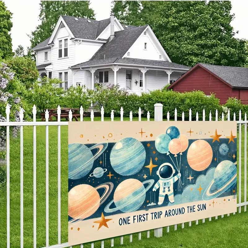2D First Trip Around The Sun Backdrop Space Baby Shower Party Supplies