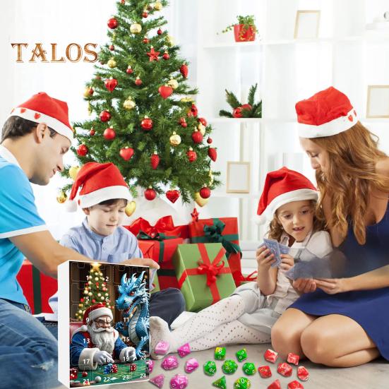 DND Dice Адвент-календарь 2024 Акриловые разноцветные многогранные игральные кости Набор для геймеров Ролевые игры 24-дневный рождественский календарь обратного отсчета