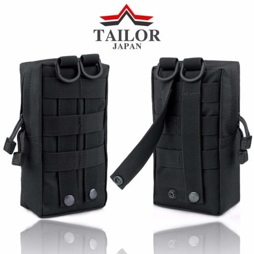 TAILOR JAPAN Tactical Pouch, Military Pouch, Airsoft Pouch, Military Bag, Outdoor, Smartphone, Small Item Holder, Airsoft, MOLLE Compatible (Black)