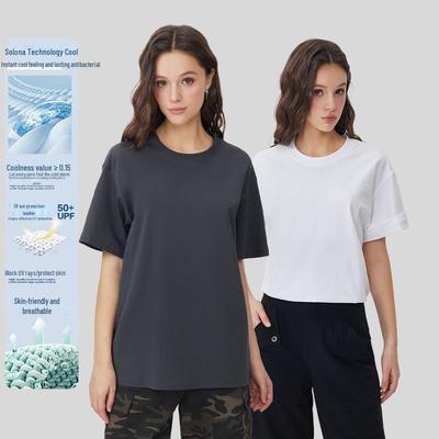 2025 Весна/Лето Женская футболка Solona Retro Loose с короткими рукавами и круглым вырезом