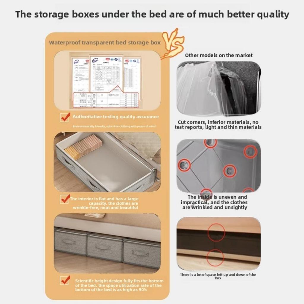 Underbed Wardrobe Organizer and Storage Cabinet, Foldable Under Bed Storage Bag, Powerful Function, No Space Occupation, Under Bed Storage