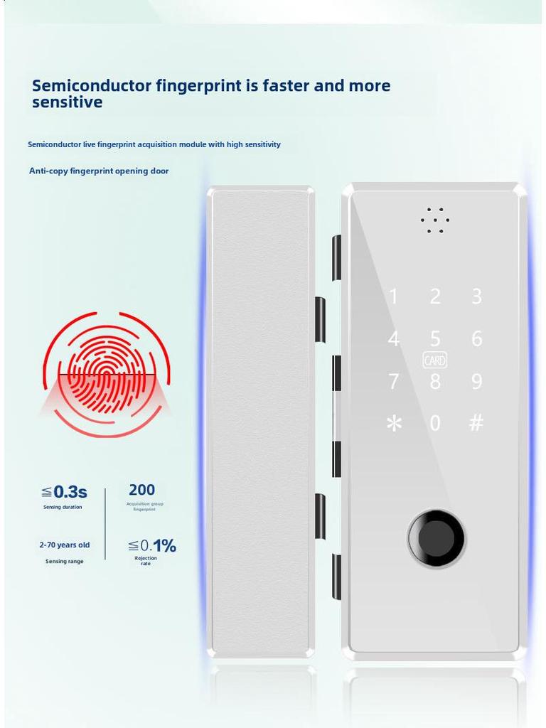 Умный замок для стеклянной двери без удара: Дистанционно управляемый замок со сканером отпечатков пальцев для одно- и двухдверных дверей