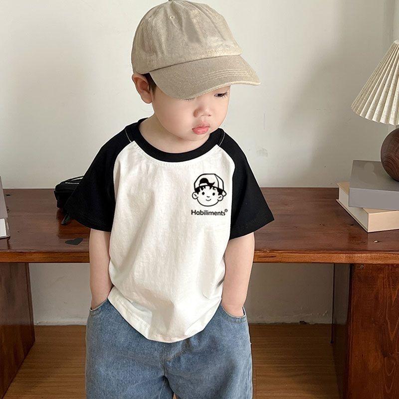 Boys Cotton Short Sleeve T Shirt Summer Loose Breathable Half Sleeve Top Baby Kids Undershirt
