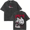 Washed Vintage Anime Baki Hanma Graphic T-shirt Men Women Retro Manga Oversized T-shirts High Quality Cotton T Shirts Streetwear
