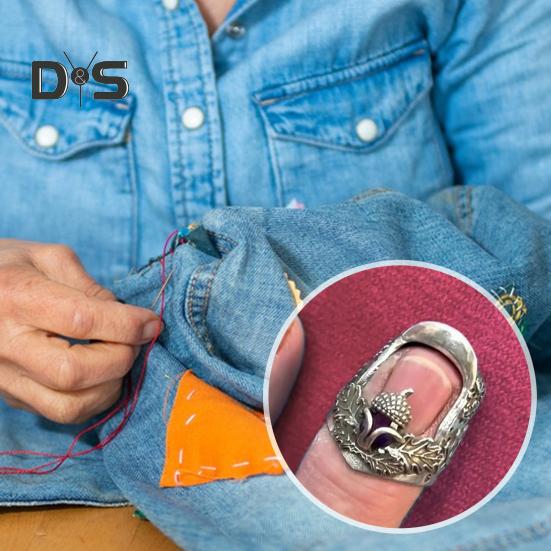 Open Nail Thimble for Hand Sewing Quilting Vintage Metal Thimble Wraparound Design Finger Protector for Knitting Needlework DIY Tools