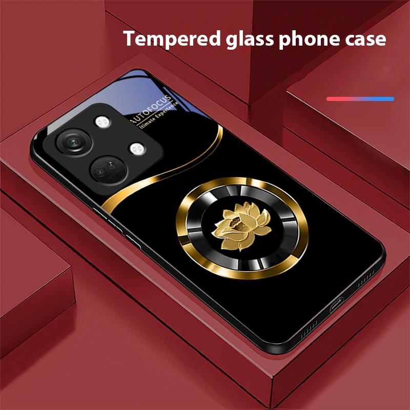 Круг Лотос Золото Для OnePlus Nord 3 5 6T 7 Pro 8 12 10T Reno8 Lite 5G 10R Nord N30 Твердый Чехол Закаленное Стекло Чехол для Телефона Черный