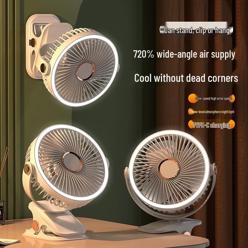 USB Rechargeable Portable Clip-On Desk Fan for Dorms