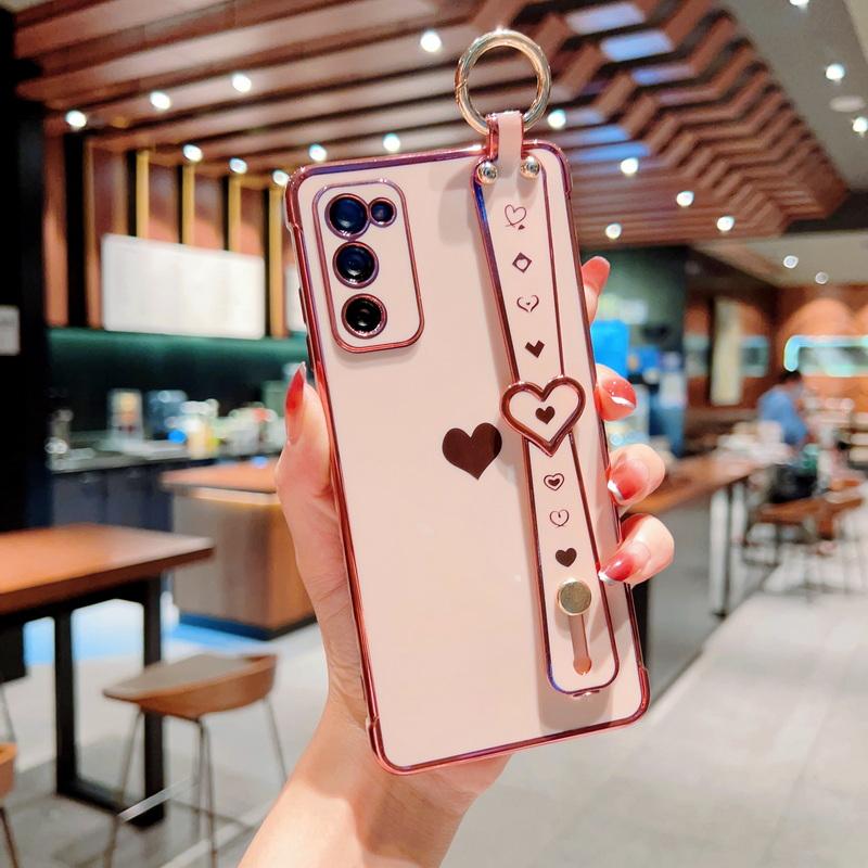Чехол-браслет с покрытием в виде сердца для Samsung Galaxy S23 S22 Ultra S21 Plus S20 Fe A14 A34 A54 A13 A23 A33 A53 A52, мягкий силиконовый чехол для iphone 14 13 12