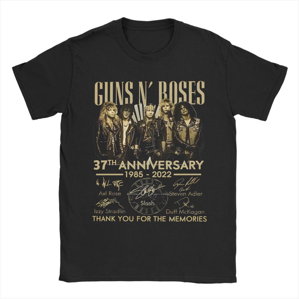 Guns N Roses Graphic Print T Shirts for Men 100% Cotton Funny T-Shirt Round Collar Rock Band Tee Shirt Short Sleeve Clothes