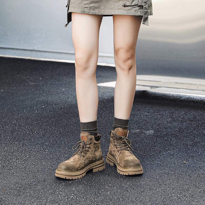 American Retro Martin Boots Men's and Women's 2025 Winter Velvet Platform Couple Tooling Boots Trendy Shoes 2345-J