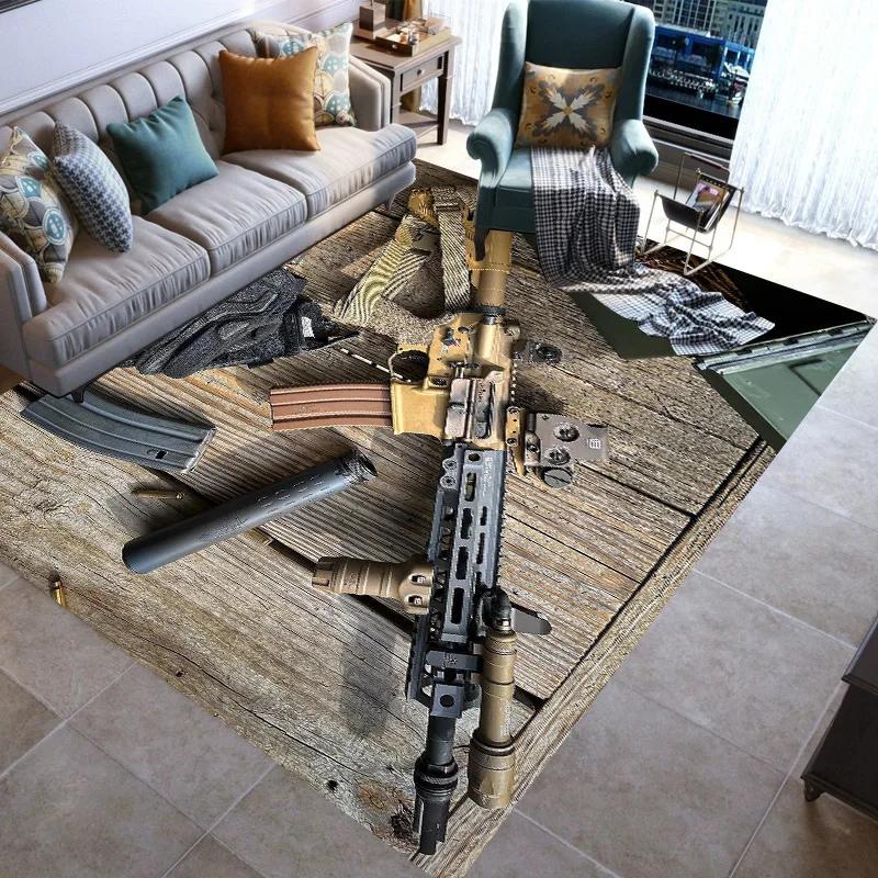 Ретро Оружие Пистолет Боеприпасы Патрон АК М4 Ковер с рисунком для Гостиной Спальни Декор Нескользящий для Дивана Прикроватный коврик