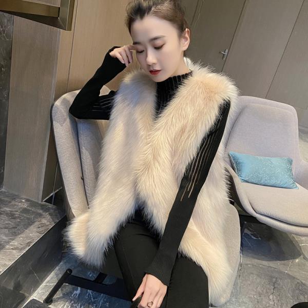 Autumn and winter new imitation fur vest women's medium and long imitation fox hair slim-fit fur vest fashion coat women